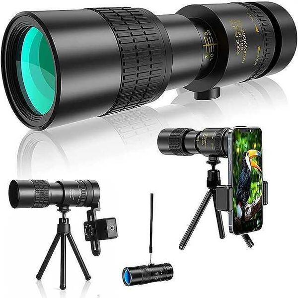 Télescope monoculaire HD 10-30040mm avec adaptateur pour smartphone Clear BAK4 Prism FMC Lentille monoculaire pour l'observation des étoiles Observation des oiseaux Chasse