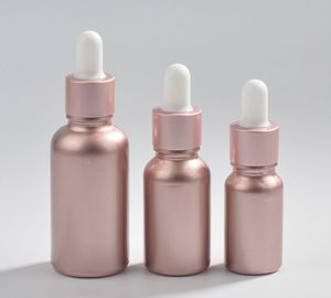 Botella cuentagotas de cristal de oro rosa de 10-30ml, líquido de aromaterapia para aceite de masaje esencial, botella de pipeta, botellas cosméticas recargables