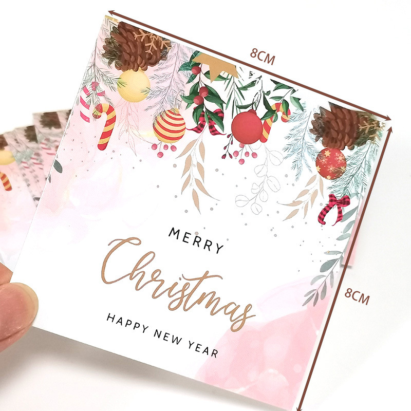 10-30pcs quadrado Feliz Natal Cartões 2023 Feliz ano novo cartões de desejos de Natal Cartões decorativos Cartões de feltro de Natal