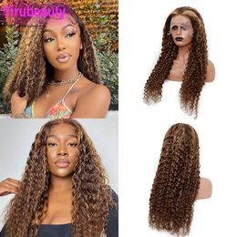 10-32 inch 150% 180% 210% Dichtheid 13x4 Lace voorpruik Kinky Curly Braziliaans menselijk maagdelijk haar 27# kleur yirubeauty Products