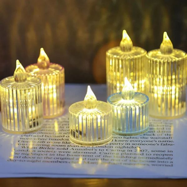 10/3pcs Lámpara electrónica LED Velas reflectantes Velas acrílicas Lámparas de cumpleaños de boda al azar Lámparas decorativas