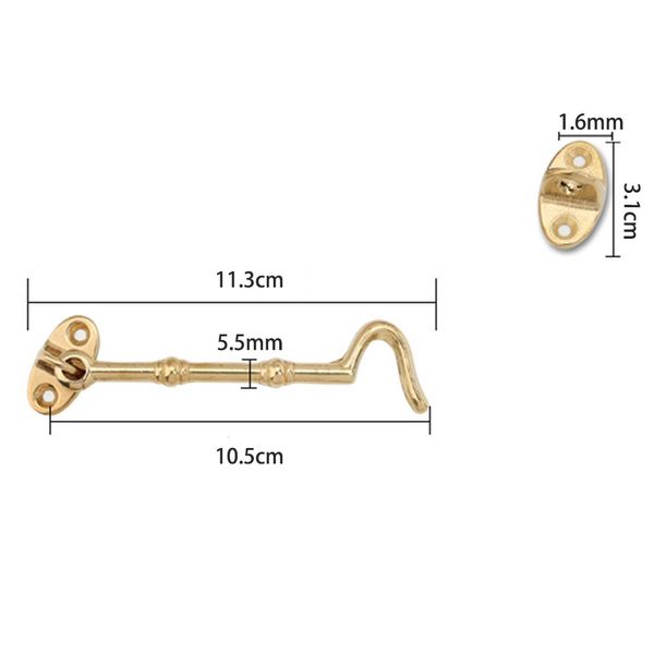 10.5 / 15 / 22.5 cm Crochets de cabine Lourpre de vitre en laiton Extra Long Garden Garden Gate Hangle Porte de porte Hook