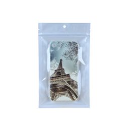 10.5 * 15 cm Telefoon Accessoires Clear White Packing Tassen met Hanger Gat Flat Bottom Rits Seal Decoratie en Huishoudelijke GeoCery Packaging Bag
