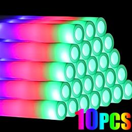 10/5 / 1pcs LED Luminous Sticks Party Rave Mousse Glow Stick RVB Fluorescent Dark Light pour Bar Wedding Birthday Festival Supplies