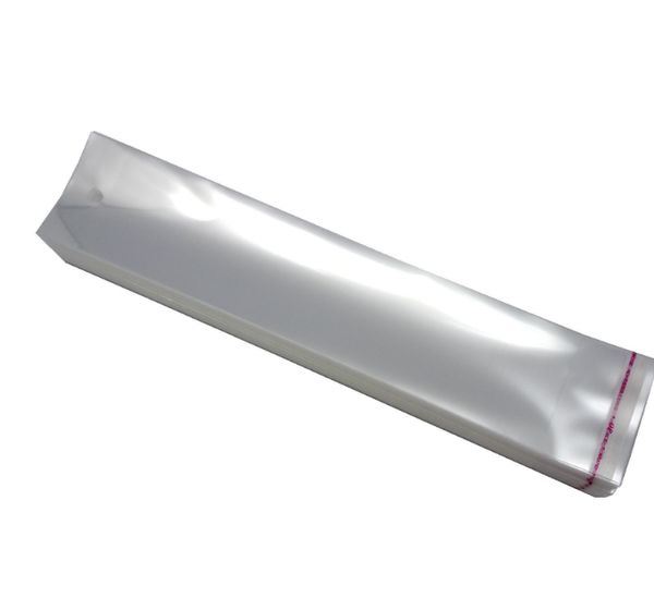 Bolsa OPP de plástico transparente larga de 10,5x62cm para paquete de peluca, paquete de postizo autoadhesivo transparente, bolsa de polietileno, extensión de cabello