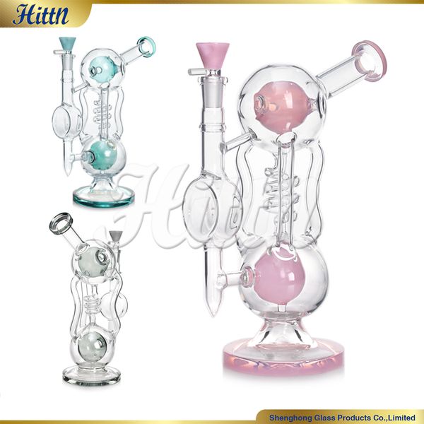 10,5 pouces Big Recycler Bong Double Chambre Bong en verre avec double boule percolateur Dab plate-forme pétrolière conduite d'eau pour fumer