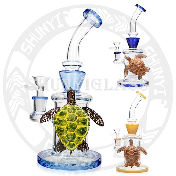 10,5 pouces verre bong narguilé fumer pipe à eau avec matrice de tortue perc shisha dab rig 14,4 mm taille de joint