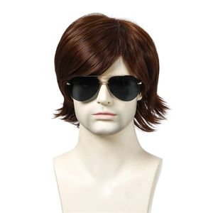 10.5 pouces Hommes Perruque Synthétique Brun Couleur Pelucas Perruques de cheveux humains Simulation Humain Remy Cheveux Perruques WIG-M07