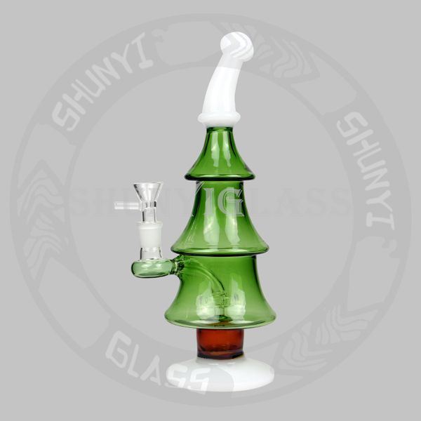 10.5 pulgadas Regalo de Navidad Árbol de vidrio Bong Dab Rig Pipa de humo Hookah Tabaco Pipas para fumar Regalos de Navidad Color mezclado