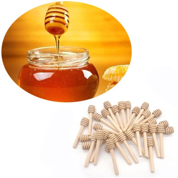 10/50 / 100pcs Mini Wood Honey Sticks Sticks enveloppés de miel enveloppés Disposez les agitateurs en bois