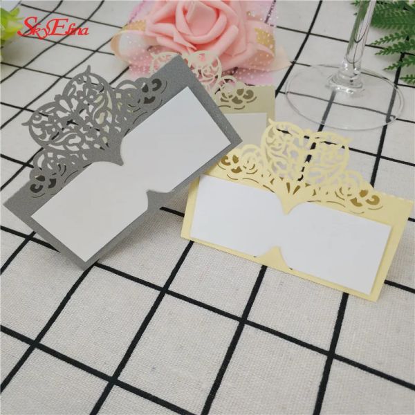 10/50 / 100pcs Cartes de nom Cartes de sécurité Laser Cut Place Card d'escorte Party Fournitures de mariage Décorations de mariage Invitations de mariage 5Z