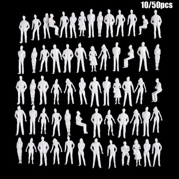 10/50 PCS 1: 100/150/200 Modelo Figuras blancas en miniatura Modelo arquitectónico Modelo de escala humana ABS People Dollhouse Decoración