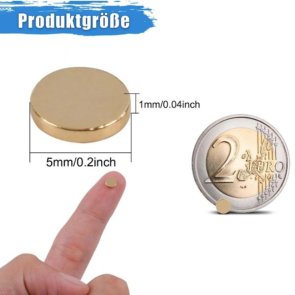 10 ~ 500pcs 5x1mm Magniture au néodyme doré Disque n35 ndfeb Small Round Super puissant Strong Permanent Magnetic Imane Rare Terre 5 mm