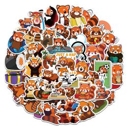 10/50 stcs schattige dierenrode panda -stickers kleiner panda ailurus fulgens graffiti sticker for diy skateboard motorfietsstickers