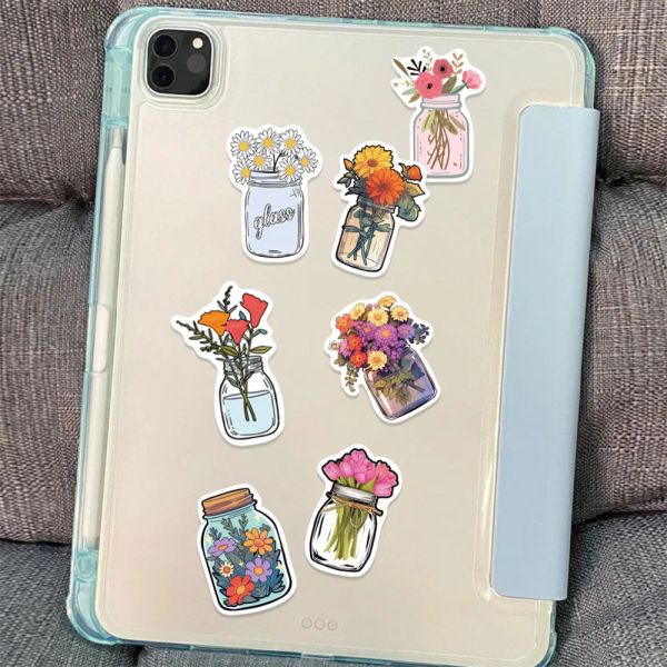 10 / 50pcs fleur en vase en bouteille Graffiti autocollants décorer les boîtes de voyage Boîte de téléphone mobile Bénégeur étanche des sacs à main pour enfants