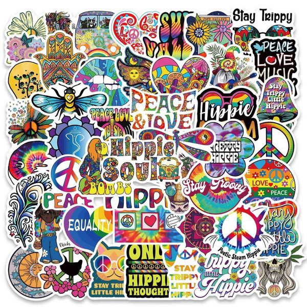 10 / 50pcs Funny Hippie Style Pegatinas Graffiti Calcomanías de dibujos animados DIY Skateboard Guitar Laptop Motocicleta Niño Etiqueta Etiqueta de regalo de juguete