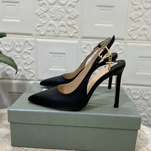 10.5cm Slingback Pompes Femmes À Talons Hauts Designer Robe À Talons Aiguilles Bureau Glisser Sur Des Chaussures De Luxe Bout Pointu Sandales Sexy Semelle Extérieure En Cuir Véritable