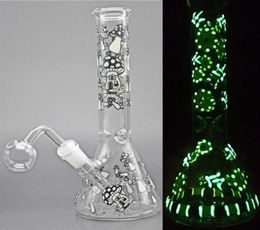 10 5 pouces bécher en verre bang Glow In The Dark bangs en verre capteur de glace épaisseurs dab plate-forme pétrolière pour fumer avec tuyau de brûleur à mazout et bang7179278