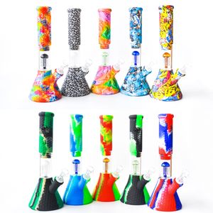 10.5 inches Siliconen Waterpijp Waterpijpen Beker Bong met glazen kom dab booreiland 6 Armen Percolators roken accessoire