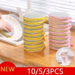 10 5 uds esponja para lavar platos de doble cara cepillo para lavar platos olla esponjas para lavar platos limpieza del hogar utensilios de cocina reutilizables