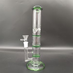 10 inch groen drie lagen glazen waterpijp bongs filter waterpijp beker bong 14 mm kom