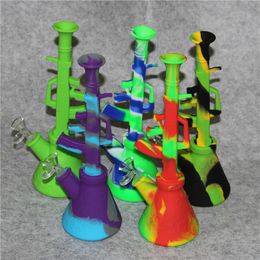 10.6 pouces Silicone Mitrailleuse AK47 Pipe À Eau narguilés incassable Silicium Bong avec 14mm bol fumer narguilé pipes à tabac