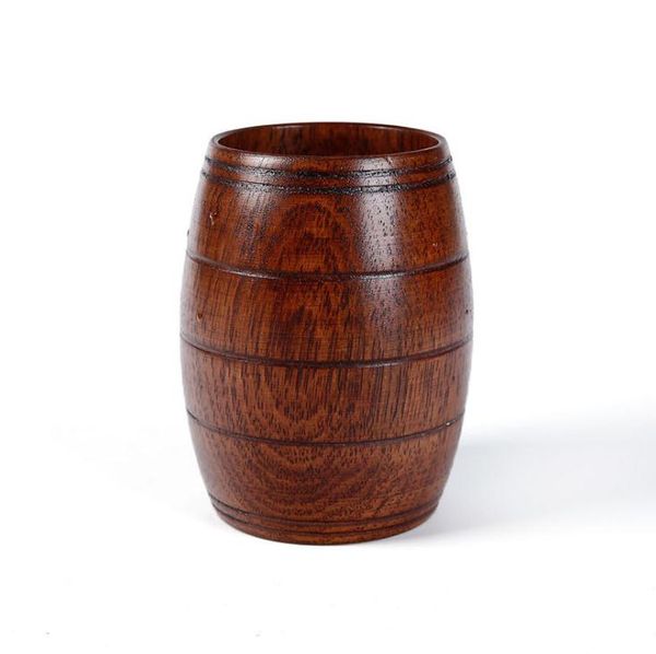 10 * 6 cm Taza de madera Taza de madera de taza de madera de cerveza de desayuno hecho a mano primitivo natural SN2233