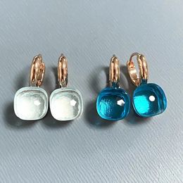 Boucles d'oreilles Nudo classiques pour femmes, 10.6mm, en cristal de haute qualité, carrées, topaze bleue, bijoux à la mode, cadeau, 231226