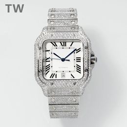 10 A Sandesh Diamond Watch Automatisch mechanisch uurwerk Heren Rode horloges 40 mm waterdichte armband Saffier Zakelijk polshorloge roestvrij staal