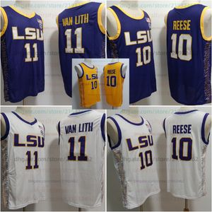 10 Angel Reese LSU Tigers Basketball Jerseys Mens genaaid Hailey van Lith Lsu Jersey