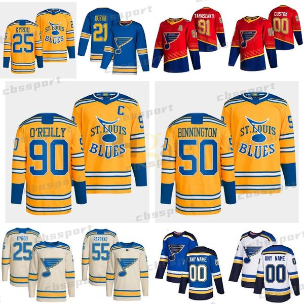 10 maillots de hockey Brayden Schenn Justin Faulk personnalisés St. Louis''Blues Robert Thomas Kasperi Kapanen Colton Parayko Jakub Vrana Torey Krug 50 Binnington 25 Kyrou