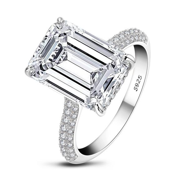 10 carats de grande bague en diamant, bagues de fiançailles Moissanite pour femmes, bandes de mariage promesse, 10ct d couleur vvs1, 925 argent sterling plaqué avec de l'or blanc / rose en or