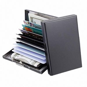 10 kaarten RFID creditcardhouder Protector Metal Credit Card Wallet Busin Card Holder voor mannen Women Gift Box Pakket U3I7#