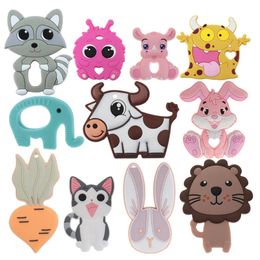 10 Dientes monstruosos de dibujos animados para bebés conejos de Pascua de silicona dientes colgantes para accesorios para bebés juguetes bpa juguetes gratis 240514