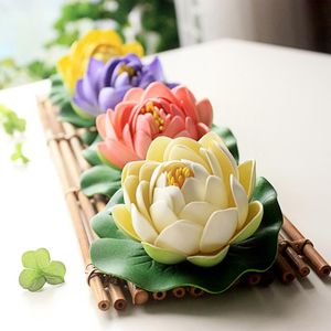 Belle fleur artificielle de Lotus flottant pour étang d'eau, 10 CM, pour ornement de noël, fournitures de décoration pour fête de mariage