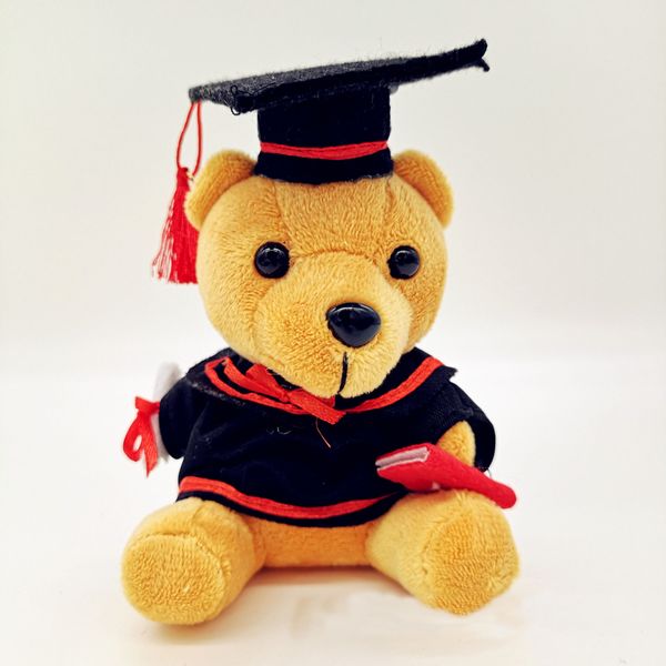 10 cm Doctor Bear Toy Bear Universidad Estudiante Regalo Muñeca de Tela Peluche Muñeca Colgante