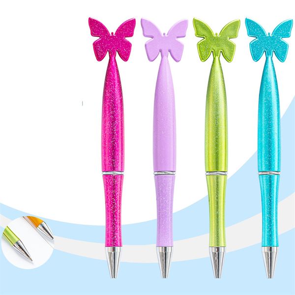 10 couleurs papillon tête supérieure stylos à bille en plastique en plastique étudiant écriture stylos à bille dessin animé stylo à bille bureau fournitures scolaires T9I002430