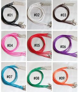 10 couleurs en cuir en cuir Collier Cordon corde corde prolongée Extender chaîne de homard Fashion Bijoux Bijoux en vrac 45cm + 5cm9398697