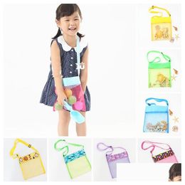 10 colores 23x23 cm increíble bolsa de malla de playa portátil para niños mochila oblicua para niños bolsa divertida juguetes mar conchas suministros de almacenamiento frente al mar d dhlwg