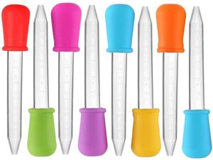 10 kleuren 5 ml siliconen vloeibare droppers plastic pipetten transfer eyetropper met lamp tip voor snoep olie keuken kids gummy maken mal