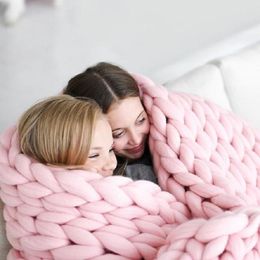 10 couleurs 60 60 cm couvertures en tricot épais couverture fabriquée à la main canapé climatisation lit tissé fil Kinitted jeter Pograph couverture 227O