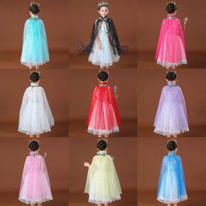 10 Couleurs Bébé Reine Des Neiges Cape Sequin Cape Enfants Cosplay Costume Enfants Bande Dessinée Capes Princesse Voile Fête D'anniversaire Halloween Poncho M1725