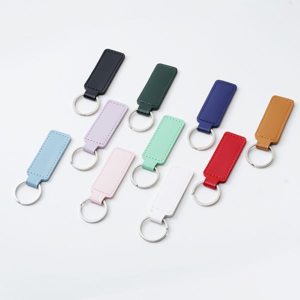 Porte-clés créatif en cuir PU, 10 couleurs, Simple, couleur unie, pour voiture d'affaires, bricolage, pendentif, vente en gros