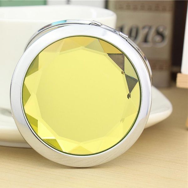 10 colores Crystal Metal Little Mirrors Portable Pocket Mini Cosmetics Mirror Round Women Cosmetic Clamshell Looking Glass LLA9046