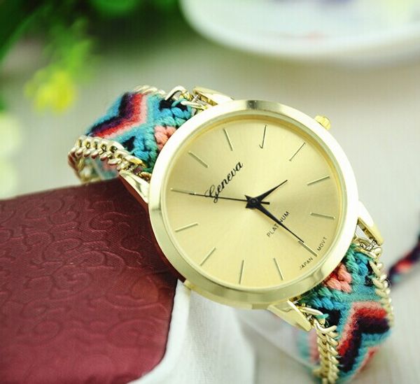 Relojes internacionales de Ginebra Fashion Rope Rope Rope Rope Women Women Watch Wall Wallwatch Ladies Quarzt Reloj For Boy Girl Gift