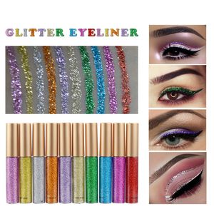 Doeshadow Eyeliner à glitter de 10 couleurs pour le maquillage de liner à l'œil de beauté liquide à l'eye-lique liquide facile à porter