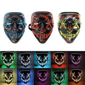 10 Couleurs Halloween Horror LED Light Up Masques Drôles Festival Cosplay Costume Fournitures Fête EL Masque Rougeoyant
