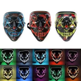 10 colores Halloween Scary Party Mask Cosplay Led Mask Light up EL Wire Horror Mask para Festival Party sea shipping RRB15548