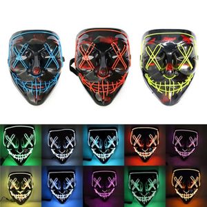 10 kleuren! Halloween Scary Party Mask Cosplay Led Mask Light up EL Wire Horror Mask voor Festival Party i0721