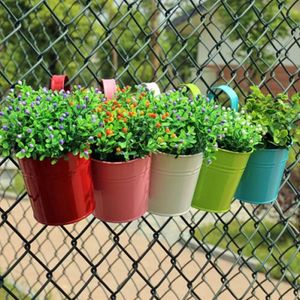 10 kleuren hangende bloempotten haak wandpotten tuinpotten balkon plantenbakken metalen emmer bloemhouder bloemenpot tin emmer